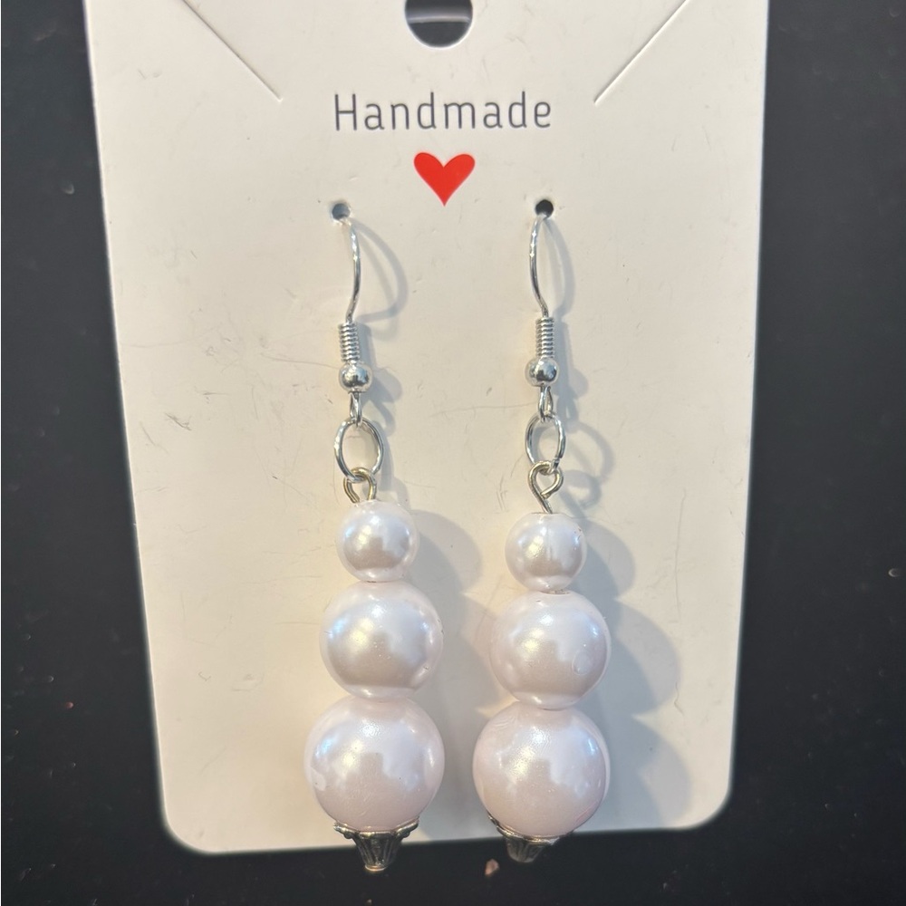 Handmade White Pearl Drop Earrings